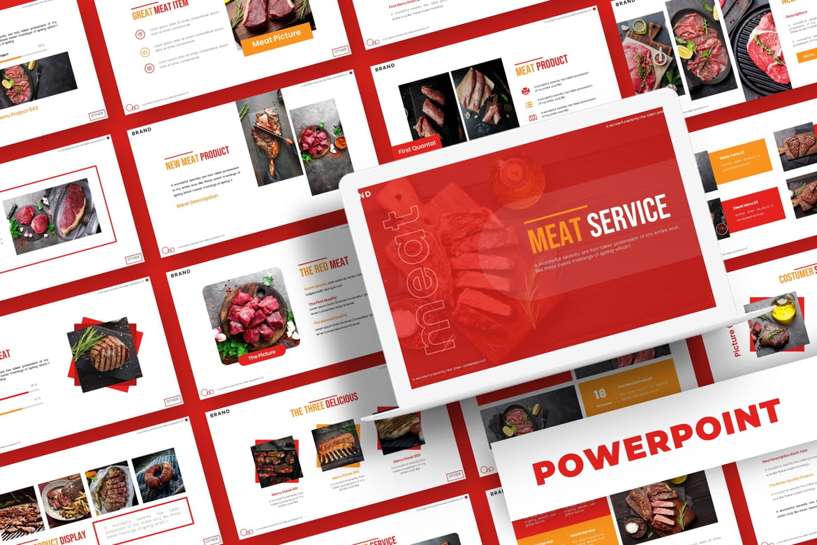 Template PowerPoint Meat Service - Solusi Presentasi Profesional