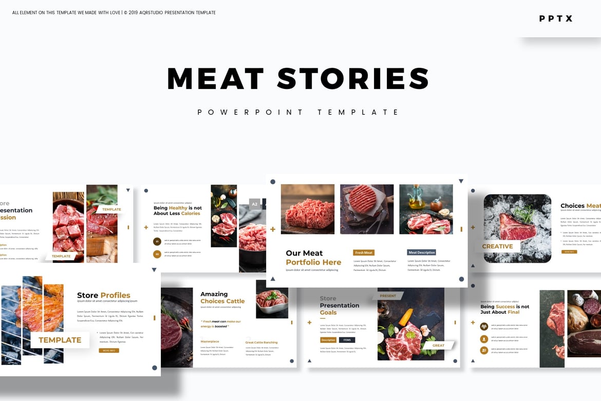 Template Presentasi Powerpoint Meat Stories yang Menarik