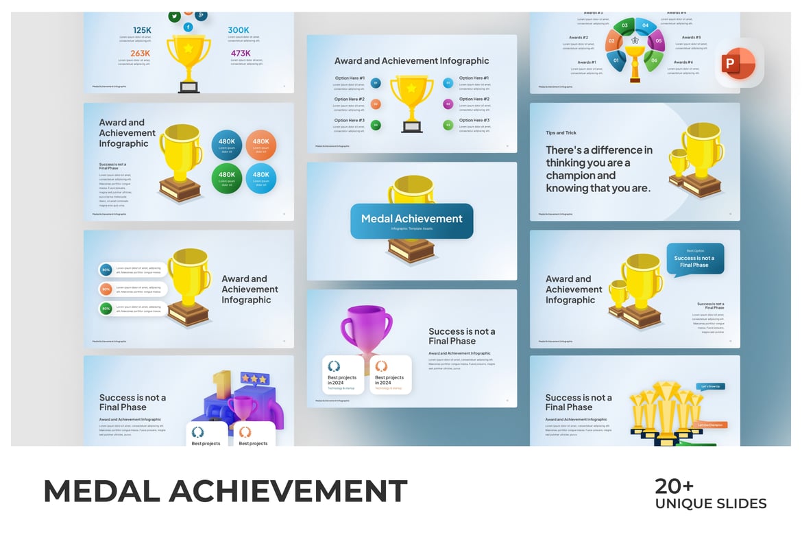 Template PowerPoint Medal Prestasi yang Menarik