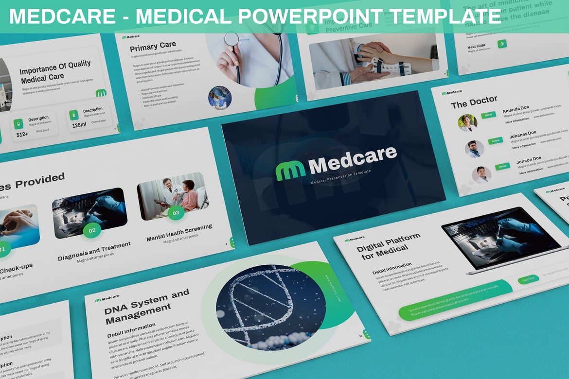 Template PowerPoint Medcare - Solusi Presentasi Medis Profesional