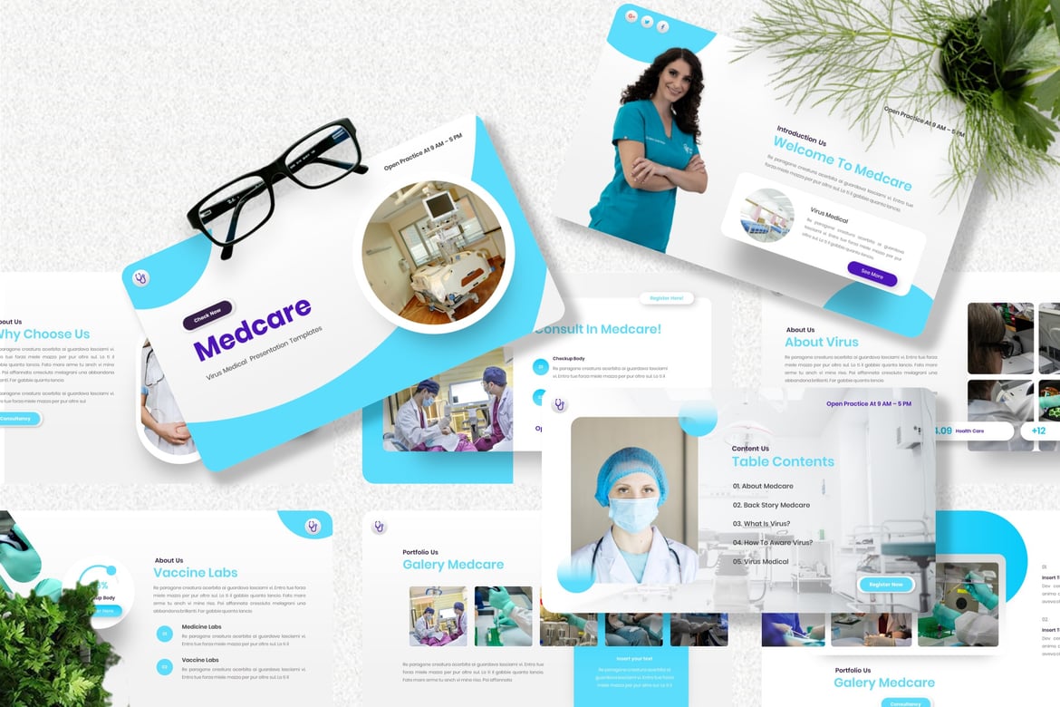 Template Presentasi Medcare - Solusi Powerpoint untuk Kesehatan dan Virus
