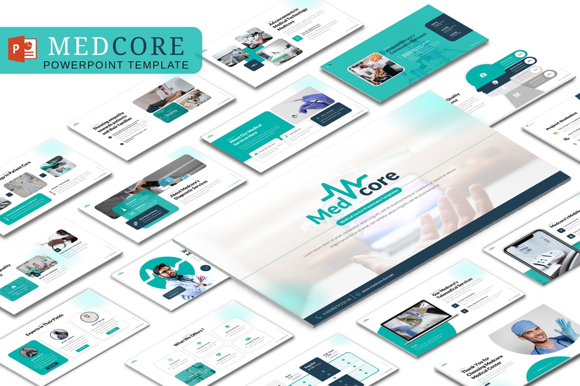 Template PowerPoint Medcore - Presentasi Profesional untuk Pusat Kesehatan