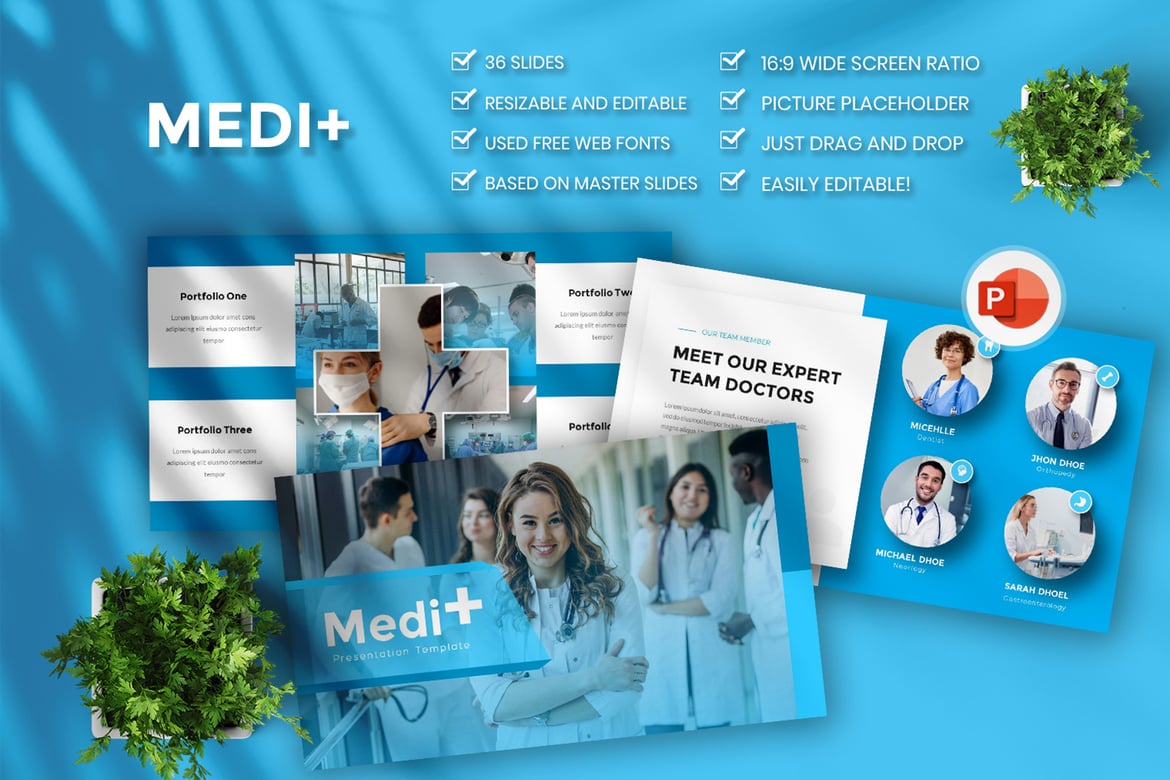 Template Presentasi Medis Medi+ yang Menarik dan Profesional