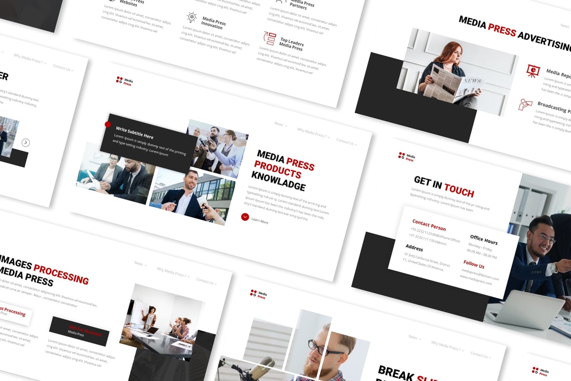 Template Presentasi PowerPoint Media Press yang Profesional