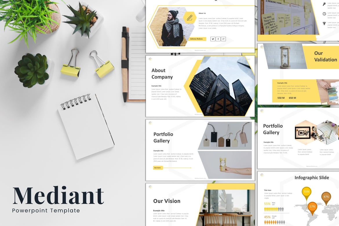 Mediant - Template Presentasi PowerPoint Kreatif dan Minimalis