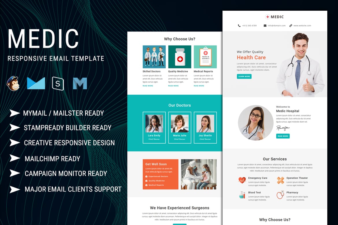 Template Email Responsif Serbaguna - Medic untuk Kesehatan