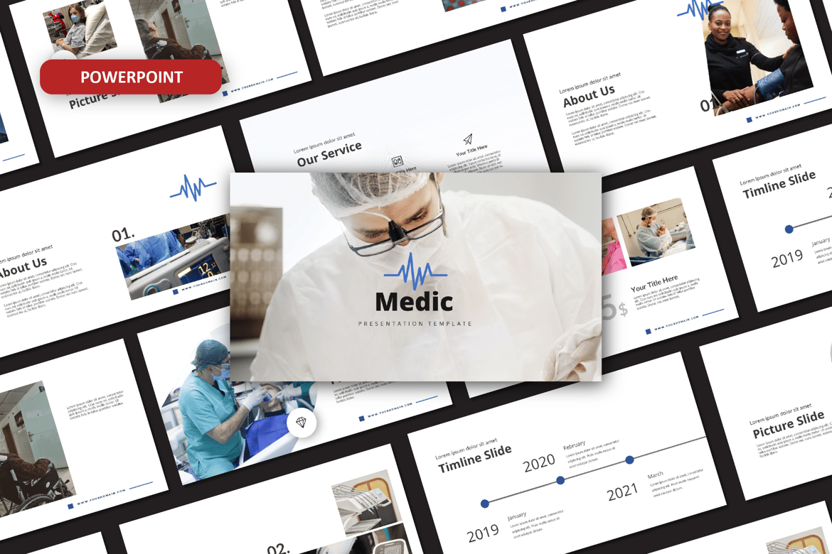 Template PowerPoint Medic yang Modern dan Elegan