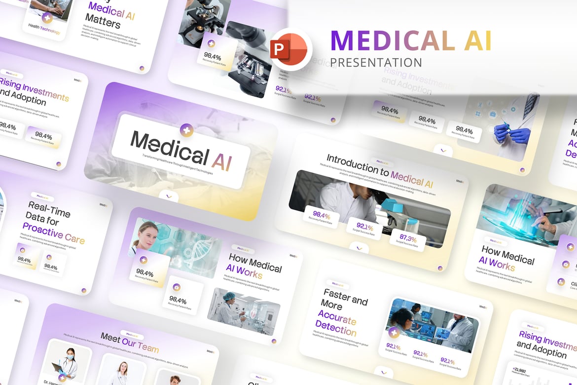 Template Presentasi AI Medis yang Modern dan Kustomisasi Penuh