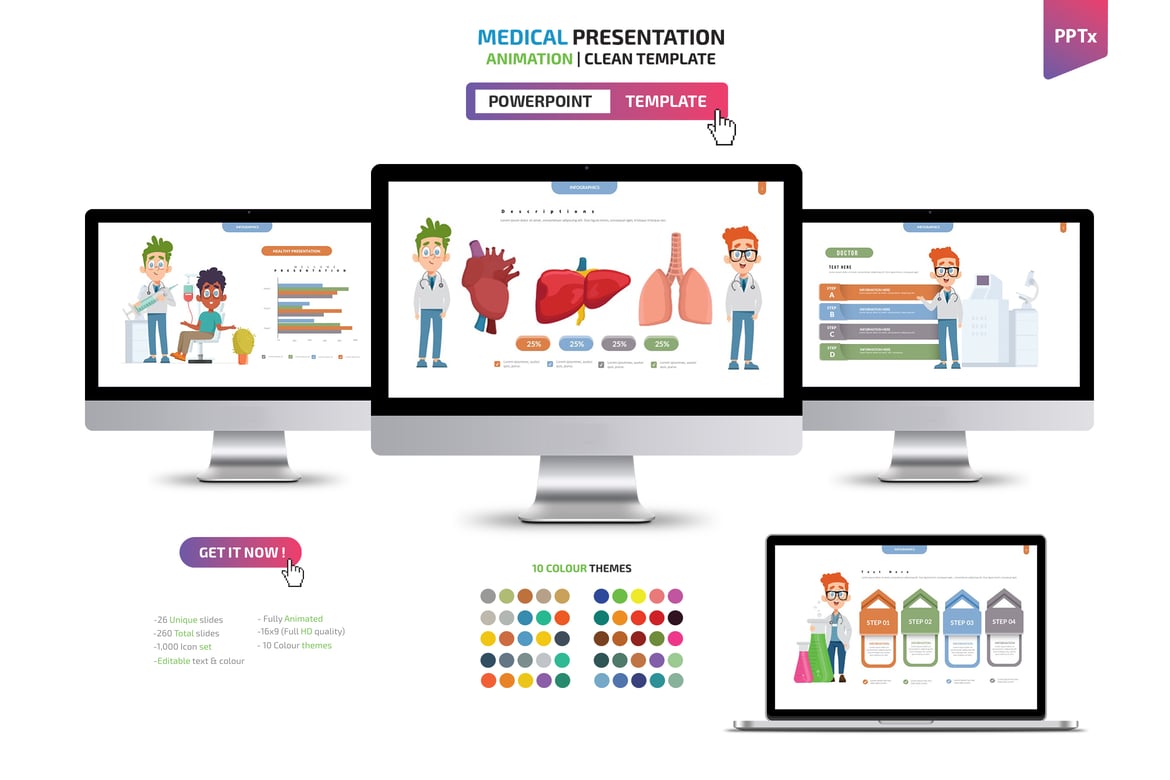 Template Presentasi PowerPoint Animasi Medis yang Menarik