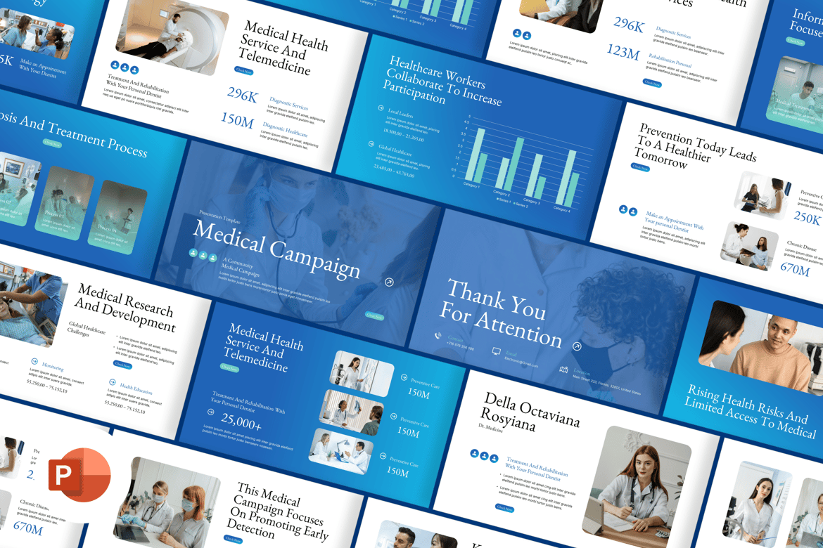 Template Presentasi PowerPoint Kampanye Medis yang Menarik