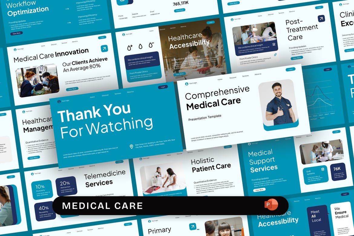 Template Presentasi PowerPoint Perawatan Medis yang Profesional dan Modern