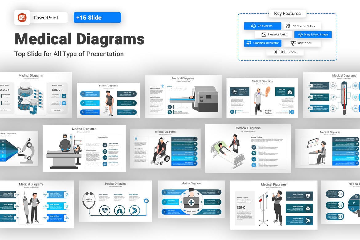 Template PowerPoint Diagram Medis yang Menarik dan Profesional