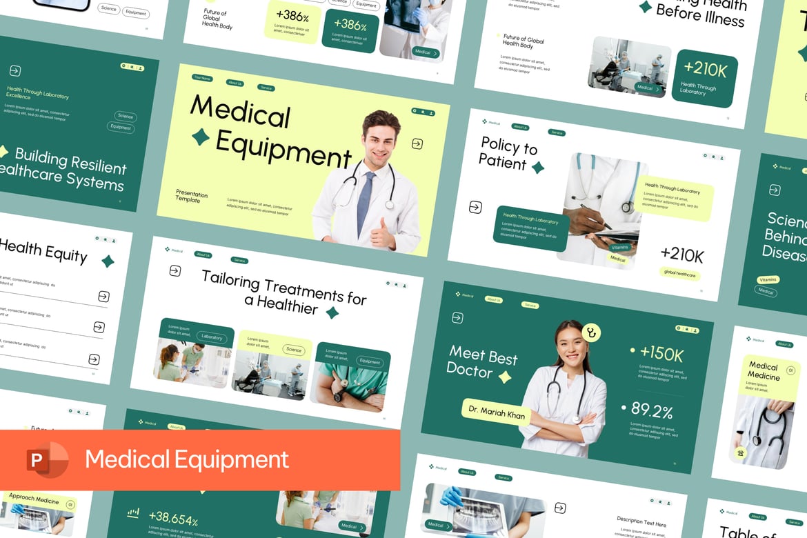 Template PowerPoint Peralatan Medis yang Menarik dan Profesional