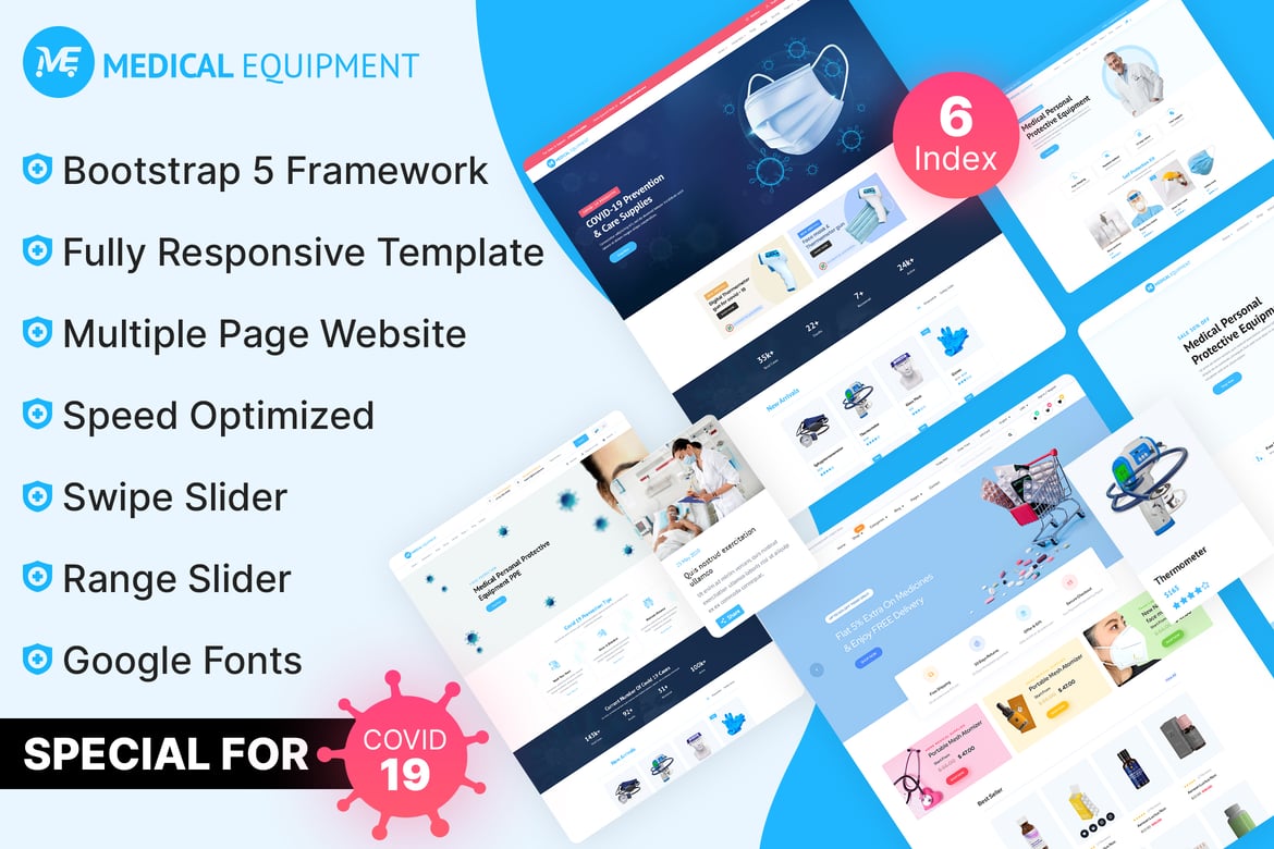 Template Website HTML Kit PPE untuk Peralatan Medis