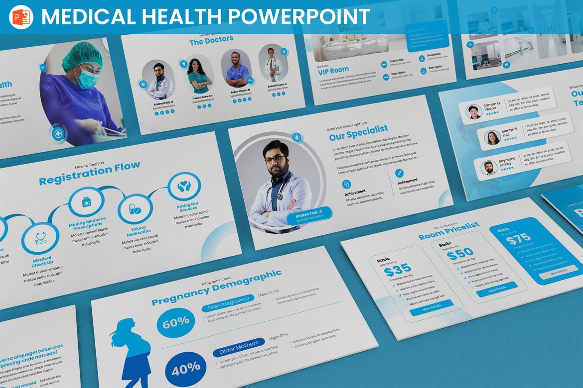 Template PowerPoint Kesehatan Profesional untuk Presentasi Medis