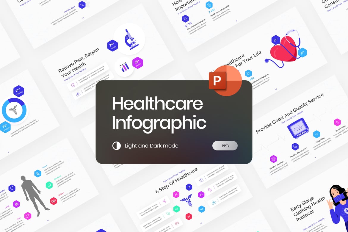 Template Presentasi Infografis Kesehatan Modern untuk PowerPoint