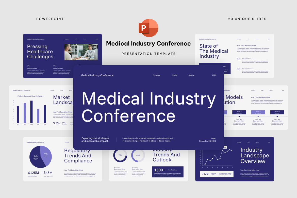 Template Powerpoint Konferensi Industri Kesehatan yang Profesional