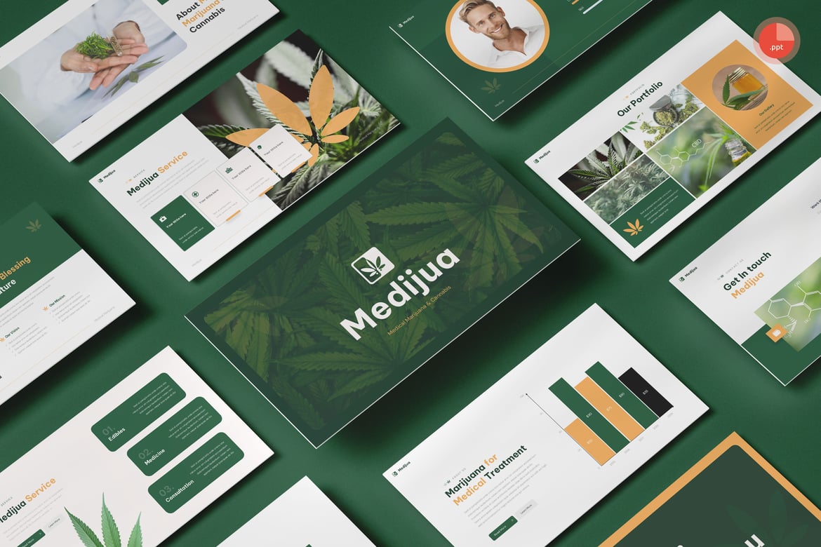 Template Presentasi PowerPoint tentang Medis Marijuana & Cannabis yang Menarik