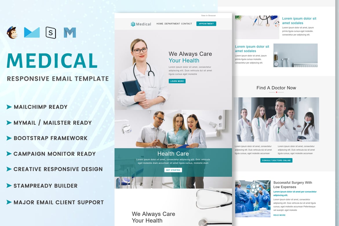 Template Email Responsif Medis Serbaguna untuk Kesehatan dan Klinik