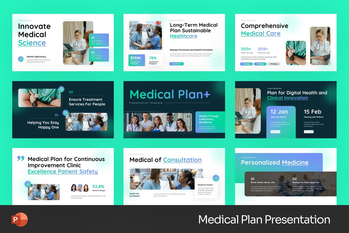Template Presentasi PowerPoint Rencana Medis yang Profesional