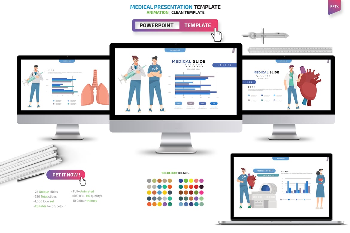 Template Powerpoint Presentasi Medis Profesional dan Menarik