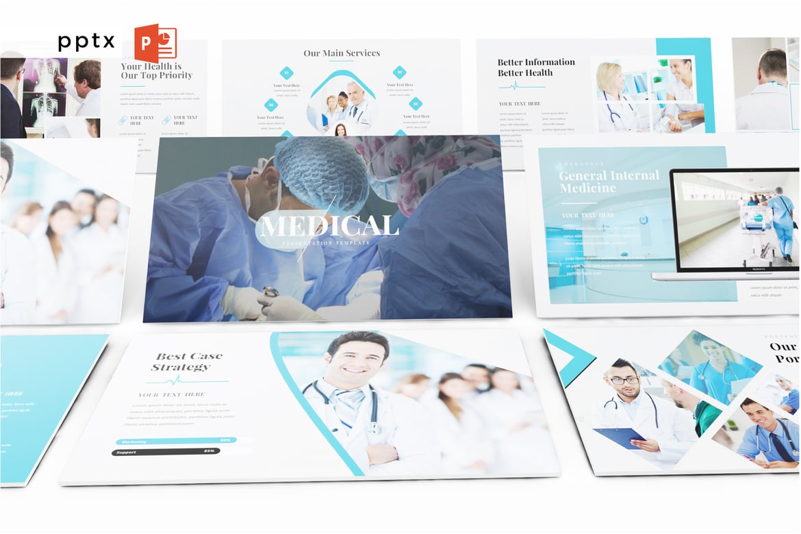 Template Presentasi PowerPoint MEDIS V353 yang Modern dan Profesional