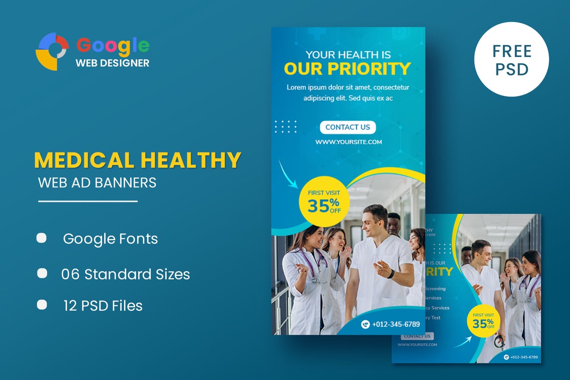 Template Website Banner Medis Animasi Prioritas