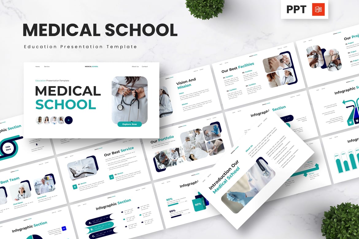 Template Powerpoint Sekolah Kedokteran - Presentasi Edukasi Menarik