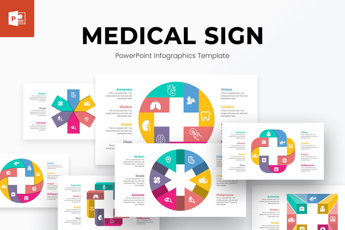 Template PowerPoint Infografis Tanda Medis yang Menarik