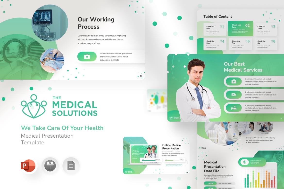 Template PowerPoint Solusi Medis yang Kreatif dan Elegan