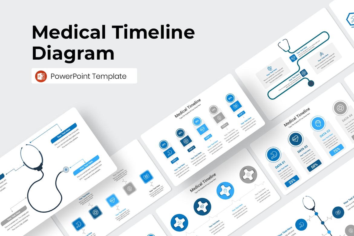 Template PowerPoint Diagram Waktu Medis yang Menarik