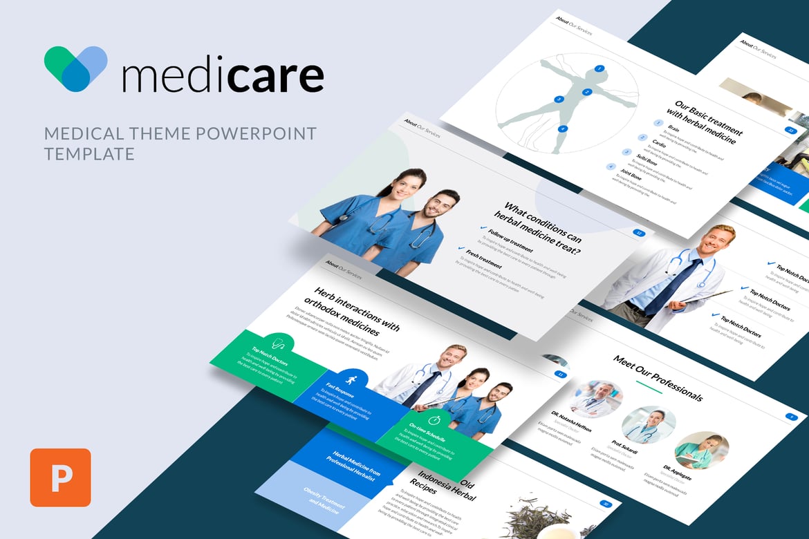 Template PowerPoint Medis - MediCare yang Memukau