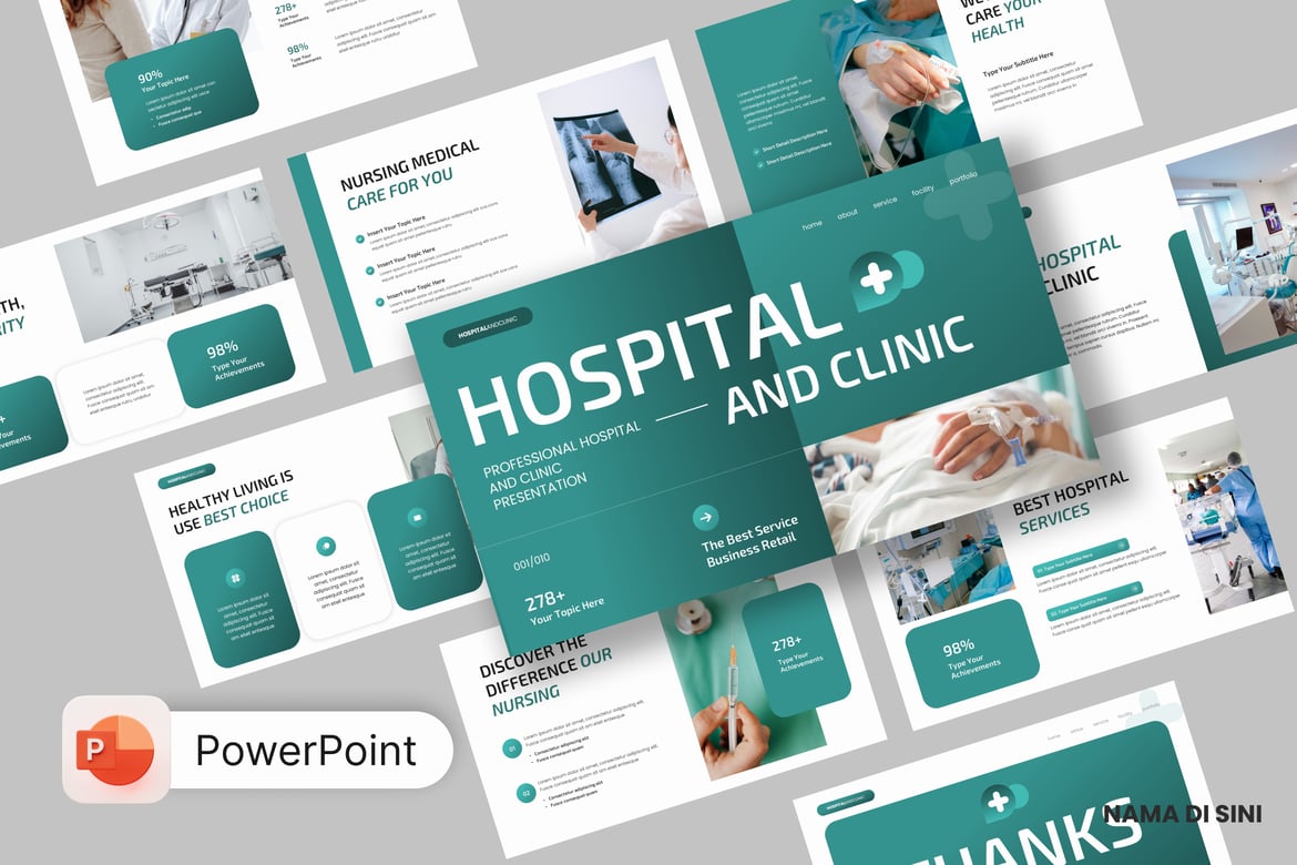 Template PowerPoint Rumah Sakit dan Klinik MediCarex yang Profesional