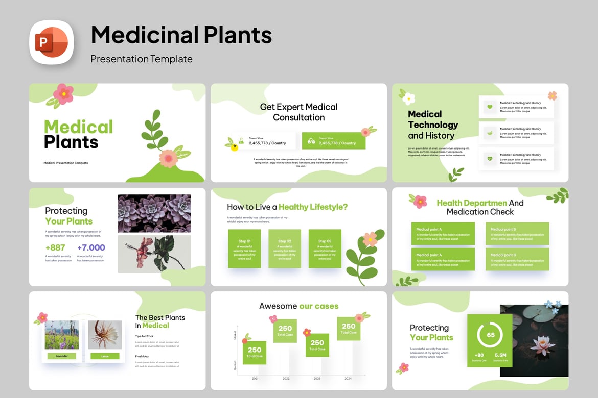 Template PowerPoint Tanaman Obat yang Modern dan Profesional
