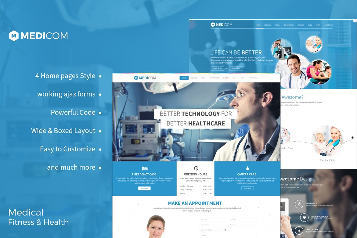 Template Website Kesehatan dan Medis Medicom yang Responsif