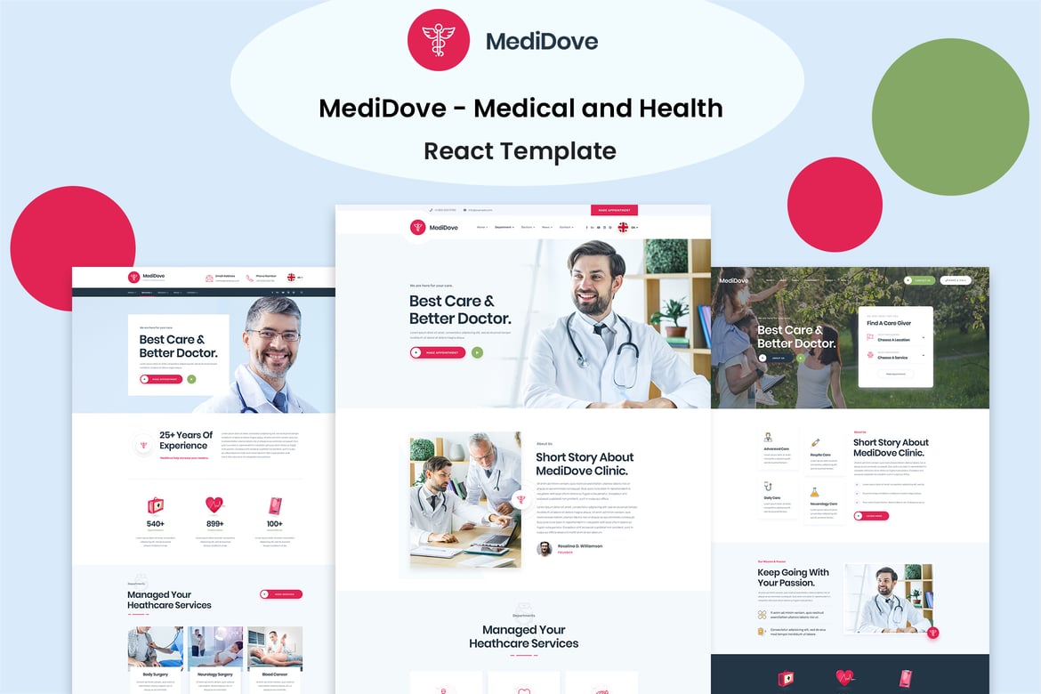 MediDove - Template Website Kesehatan dan Medis Berbasis React