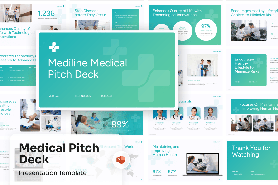 Template Presentasi Mediline untuk Pitch Deck Medis yang Menarik