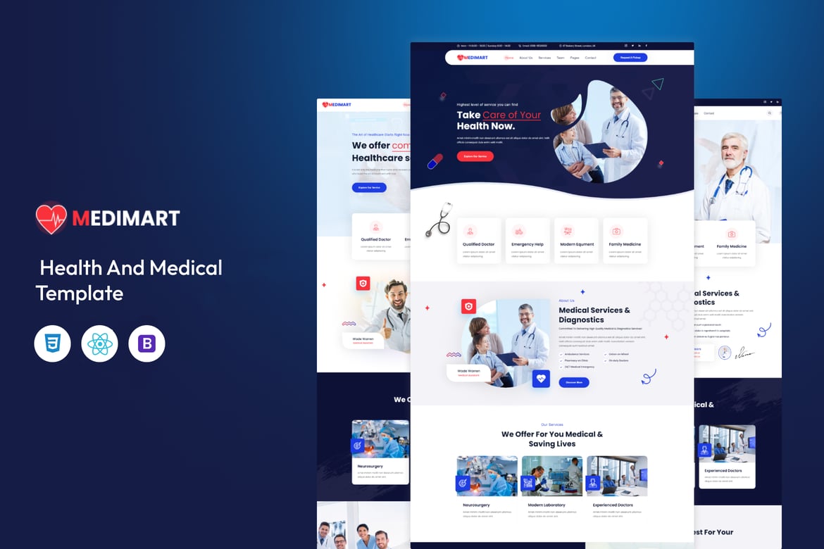 Medimart – Template Website Kesehatan & Medis dengan React Next Js