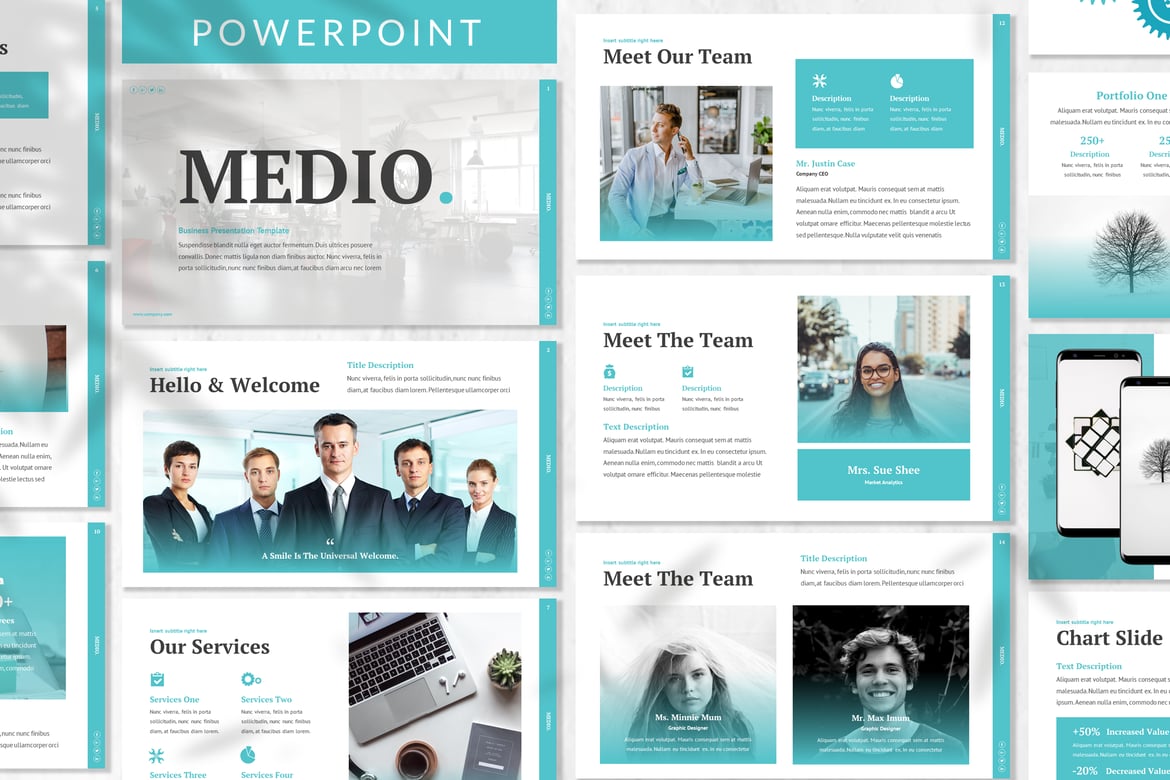 Template Presentasi Powerpoint Medio untuk Bisnis Modern