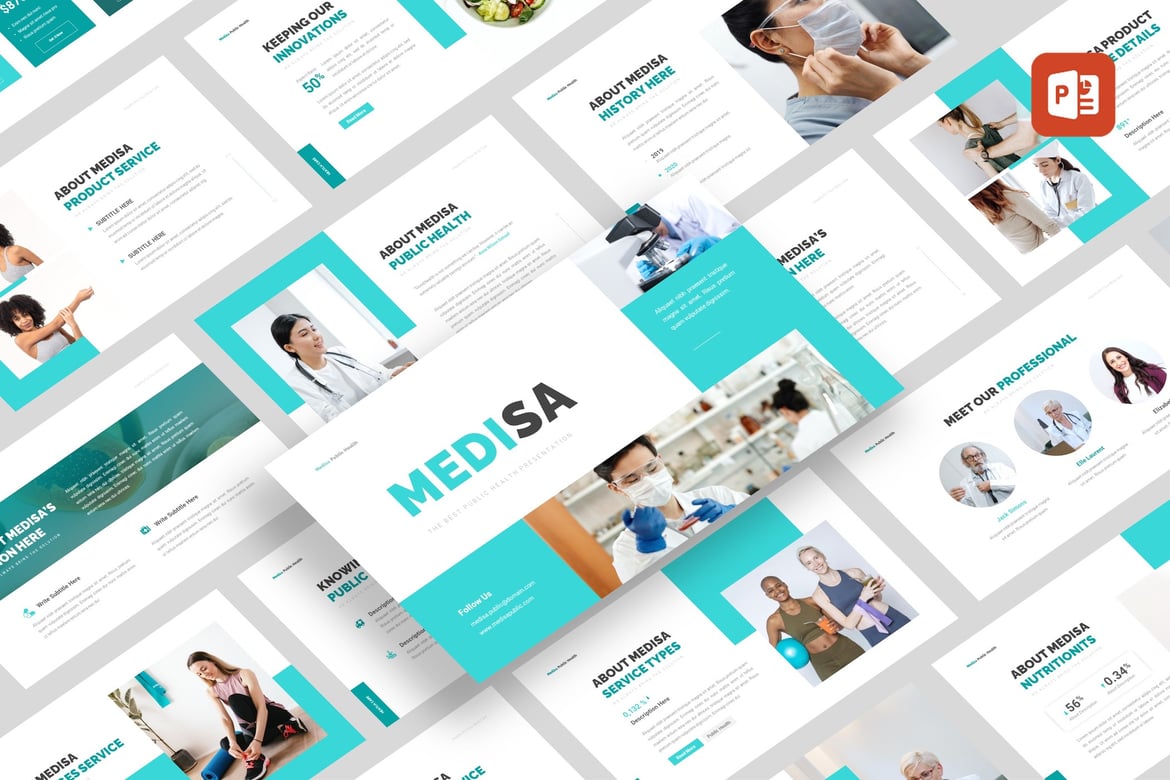 Template PowerPoint Kesehatan Publik Medisa yang Menarik dan Profesional