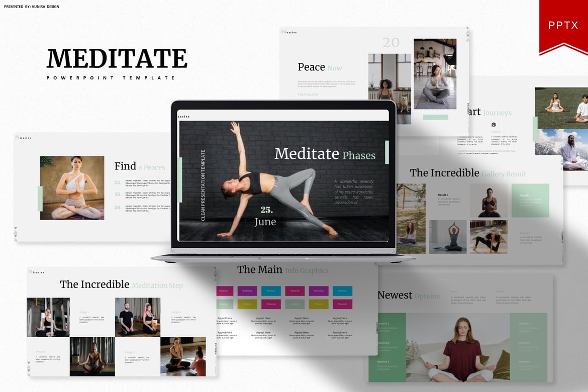 Template Presentasi PowerPoint Meditate Phase yang Menarik