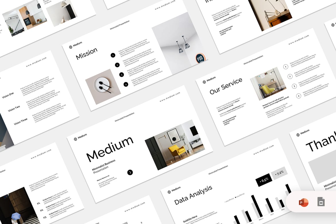 Template PowerPoint Bisnis Minimalis - Medium