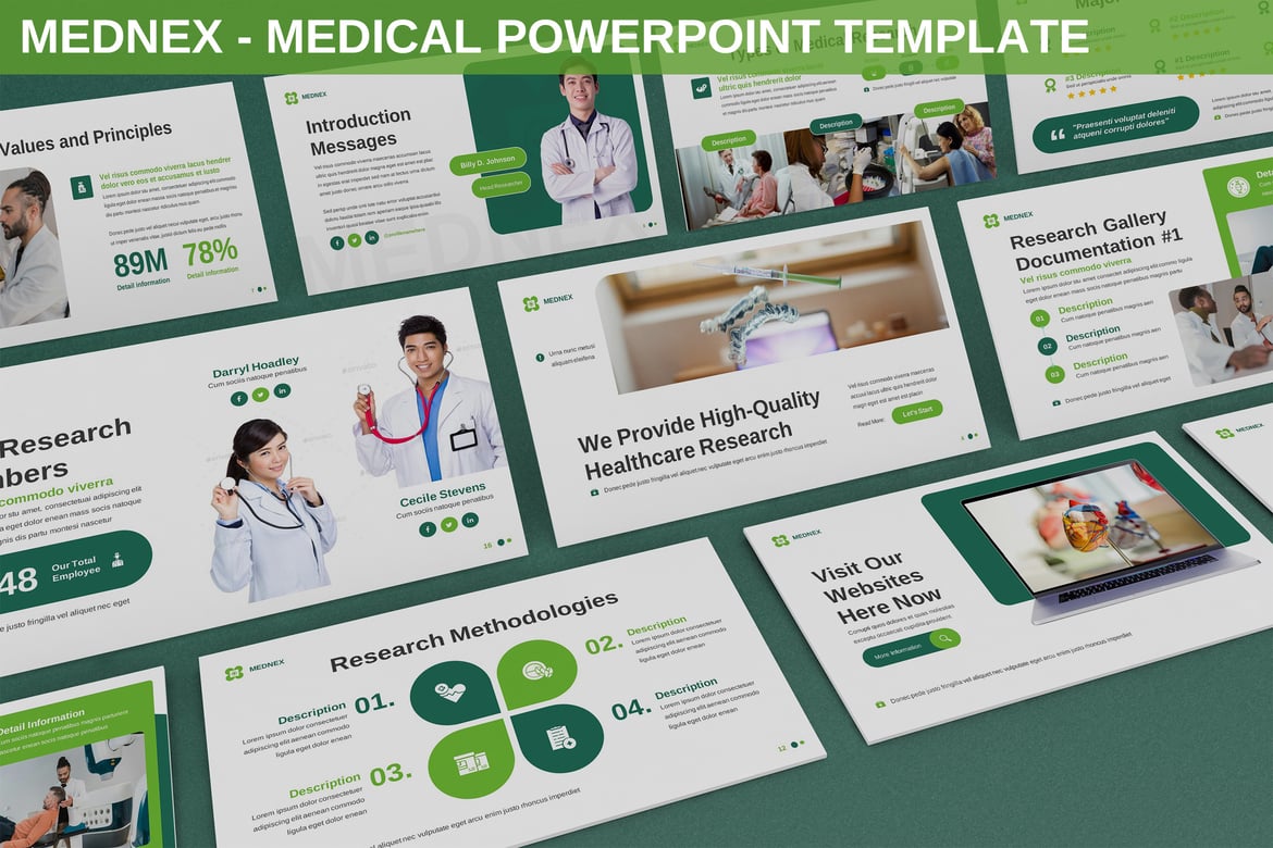 Template PowerPoint Medis Mednex - Solusi Presentasi Profesional