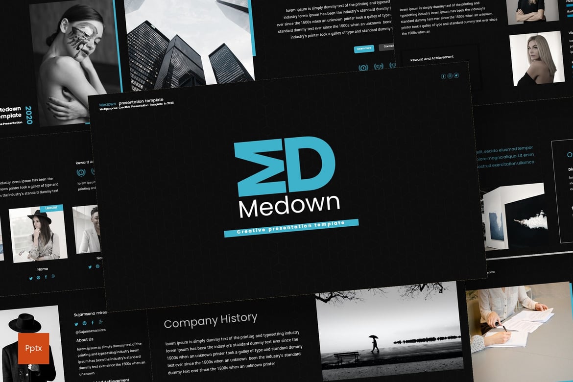 Medown - Template Presentasi PowerPoint yang Kreatif dan Minimalis