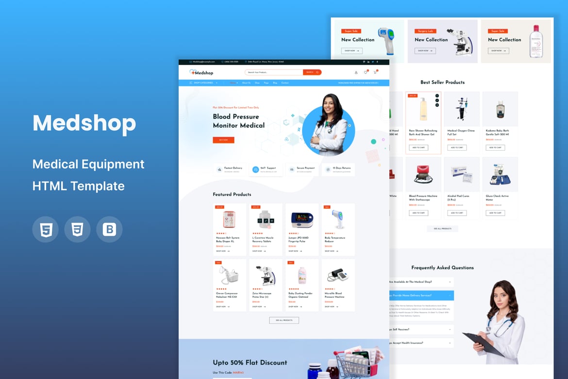 Medshop - Template Website eCommerce Kesehatan dan Medis yang Modern