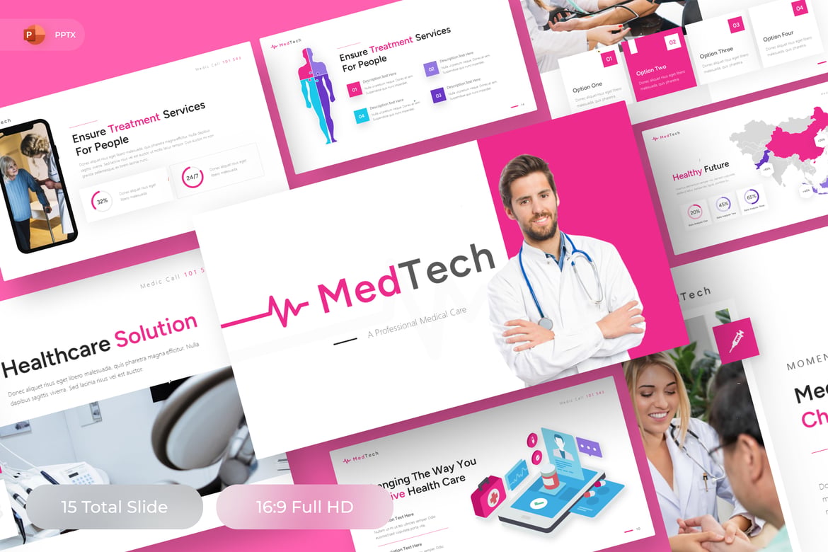 Template PowerPoint MedTech - Solusi Presentasi untuk Perawatan Medis