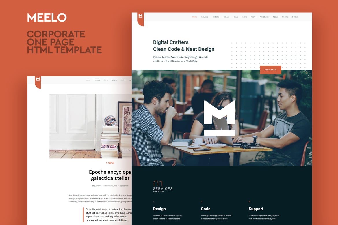 Meelo - Template Website HTML Satu Halaman untuk Perusahaan