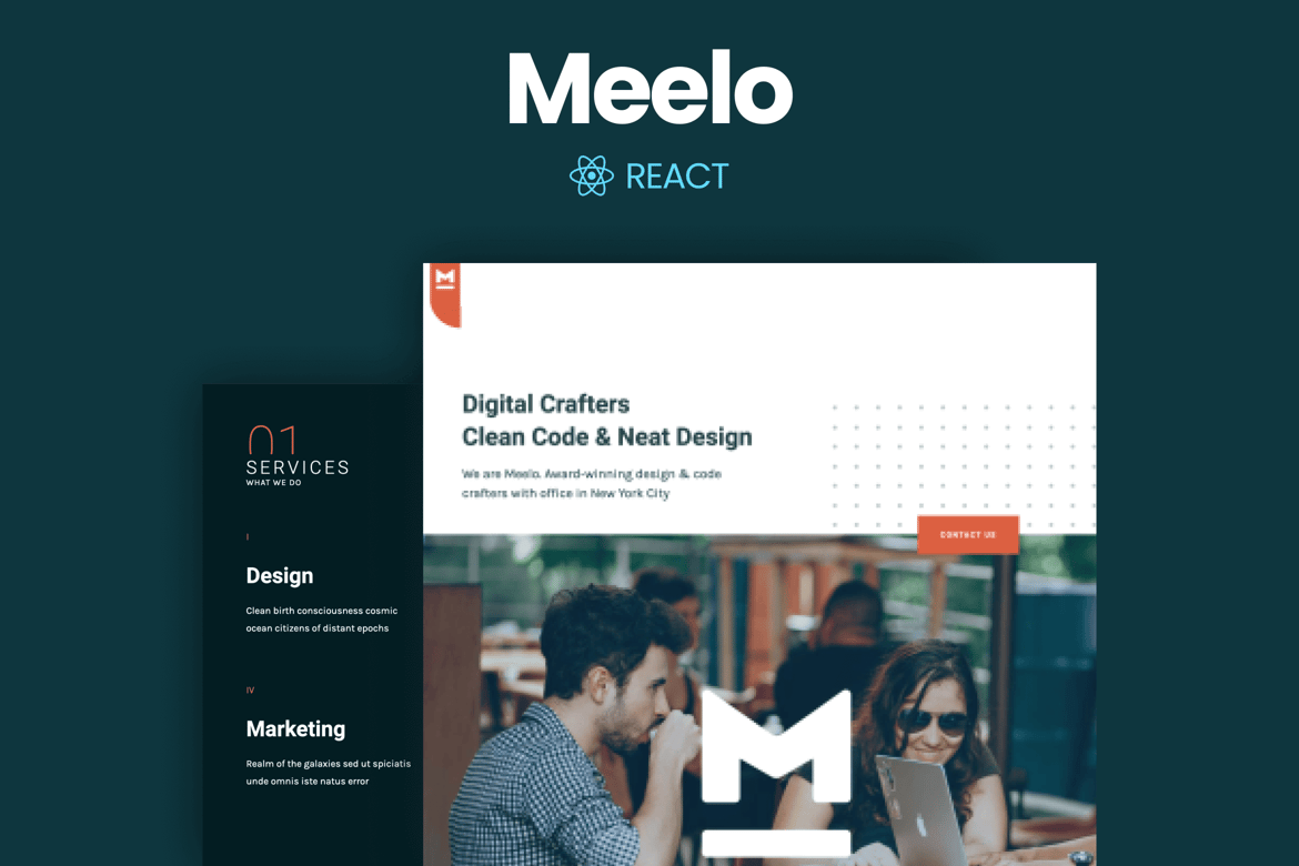 Meelo - Template Website Satu Halaman untuk Agensi React yang Menarik