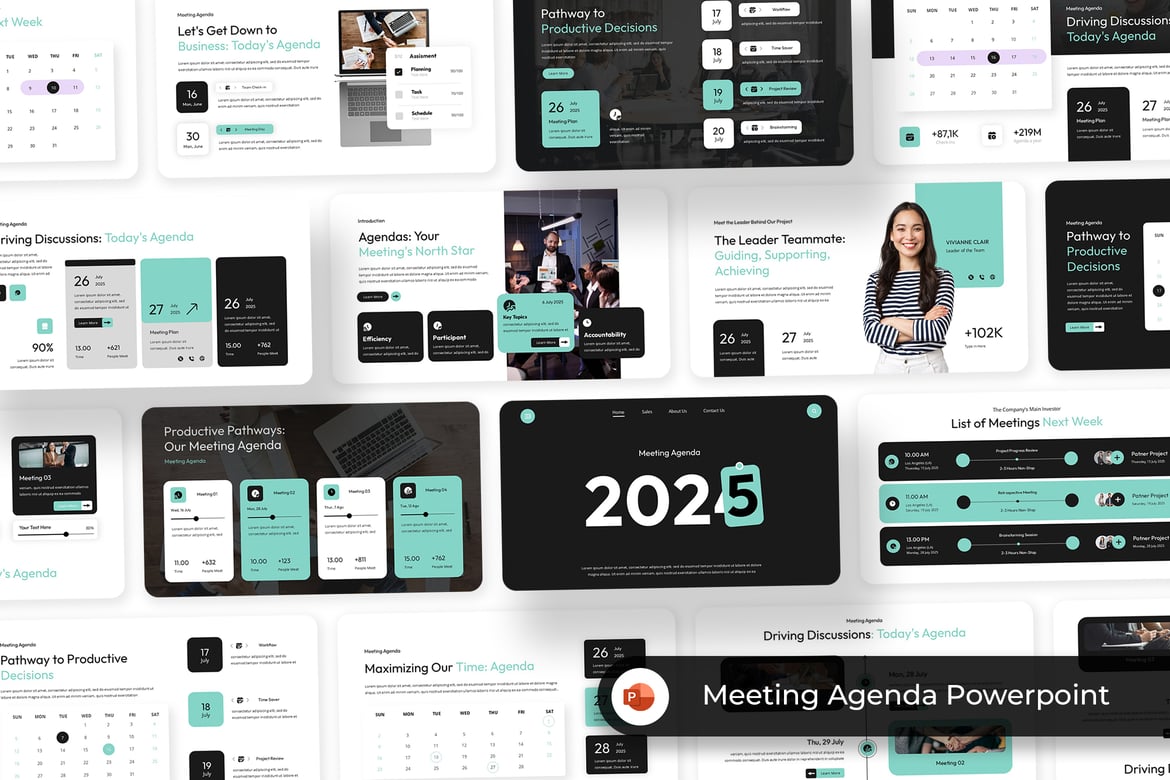 Template Powerpoint Agenda Rapat Kreatif dan Modern