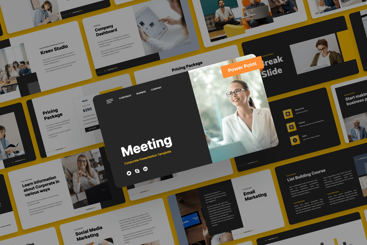 Template PowerPoint Pertemuan Korporat yang Menarik